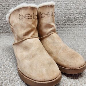 Bebe LilyBell Womens Boots 8.5 Brown Faux Suede Faux Fur Ankle Booties